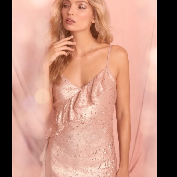 ❌Sold ❌ Lulu’s Rose Gold Clementina Sequin Dress - Picture 3 of 9